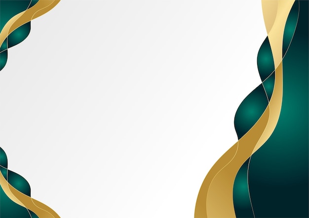 Abstract wavy luxury dark green and gold background. Graphic design element