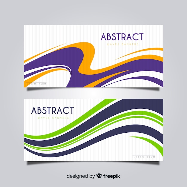 Abstract wavy shape banner set