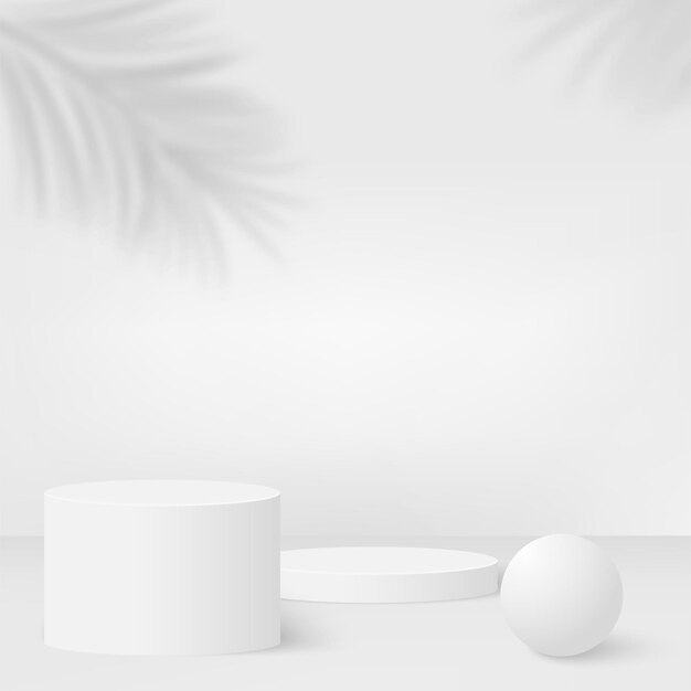 Vector abstract white color geometric 3d podiums. 