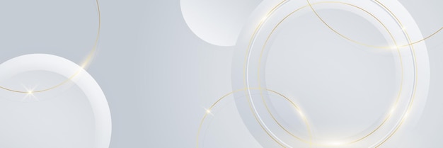 Abstract white and gold lines banner background Abstract geometric shape white gold background with light and shadow 3D layered for presentation design Vector design pattern background template