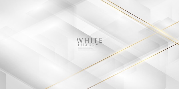 Abstract white and gray background with gorgeous golden line decoration. Luxurious.