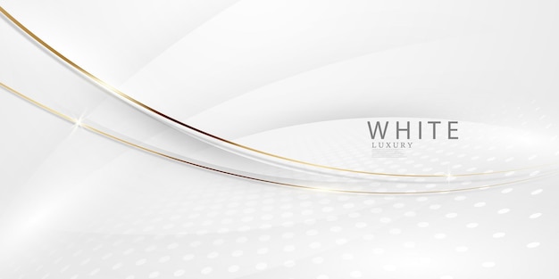 Abstract white and gray background with gorgeous golden line decoration. Luxurious.