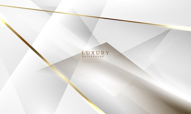 Abstract white and gray background with gorgeous golden line decoration.