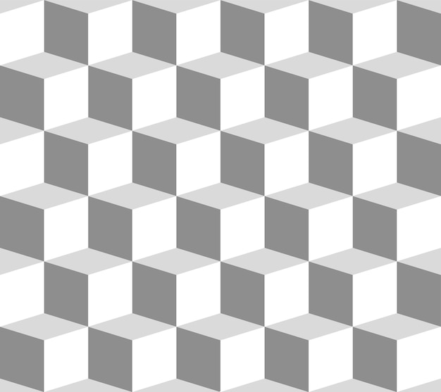 Abstract white and gray isometric pattern. Cubes seamless background. Space for text. Vector