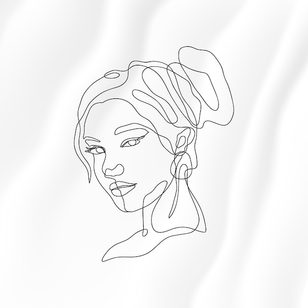 Abstract woman face line art illustration,minimalistic woman portaits continuous linear