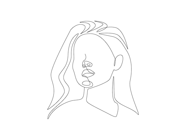 Abstract Woman face one continuous line drawing. Minimalistic modern female portrait linear simple style for print t-shirt, slogan design, posters, postcards. Fashion concept. Vector illustration.