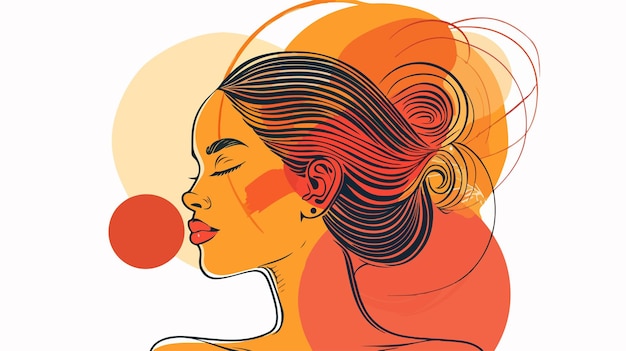 Abstract Woman Line Art Illustration Prints Flat Vector