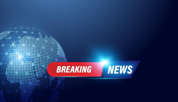 Abstract world breaking news concept background urgent news coverage latest news on a blue background