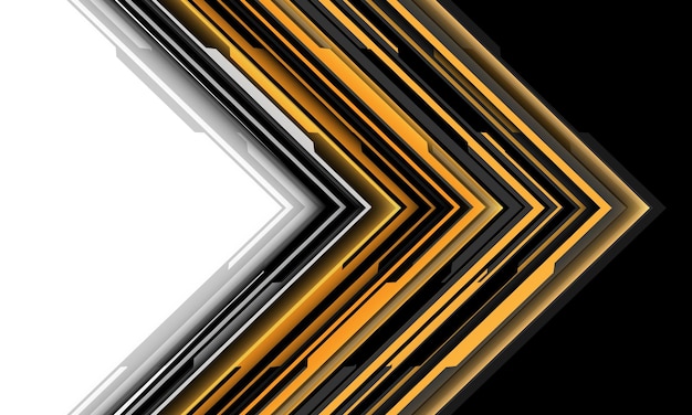 Abstract yellow black grey arrow cyber circuit direction white future technology background vector