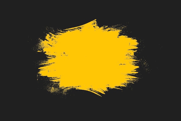 Abstract yellow grunge paint brush streaks on black background