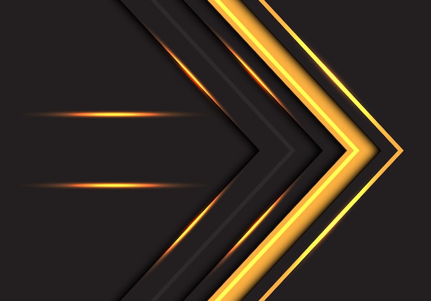 Abstract yellow light arrow direction on dark grey background.