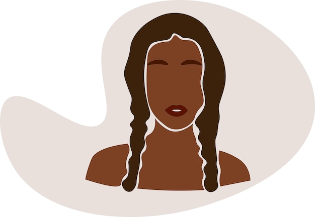 Abstract Young African woman in elegant line art style vector