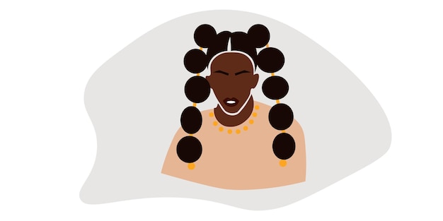 Abstract young african woman in line art style vector