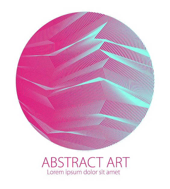 Abstraction art linear textured element in round shape. Vector abstract 3d perspective background for layouts, posters, banners, print and web. Cool and motional.