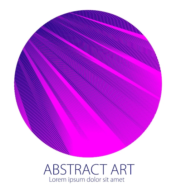 Abstraction art linear textured element in round shape. Vector abstract 3d perspective background for layouts, posters, banners, print and web. Cool and motional.