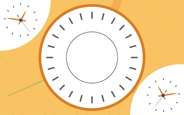 Abstracts circle with needle in center and two wall clocks with background Time concept Vector illustration