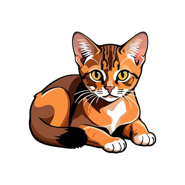 Abyssinian cat vector illustration isolated white background