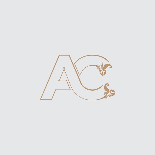 AC a c Letters logo design with leaves on branches around. Vector Illustration with A and C letters.