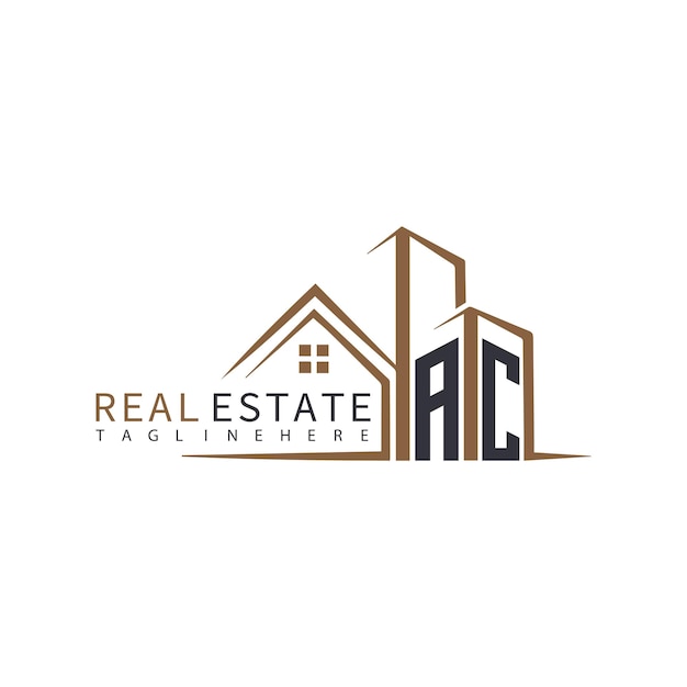 AC initial monogram logo for real estate with home shape creative design