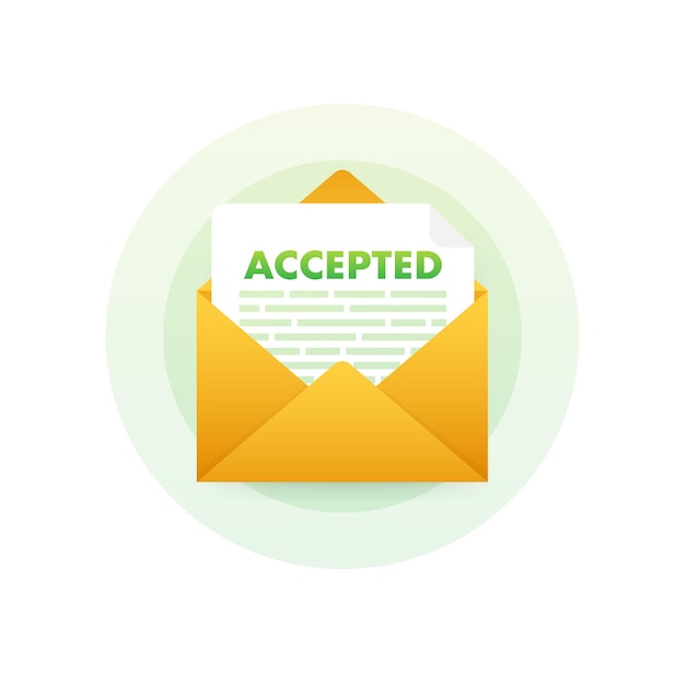 Accepted email College accept Recruitment job success Vector stock illustration