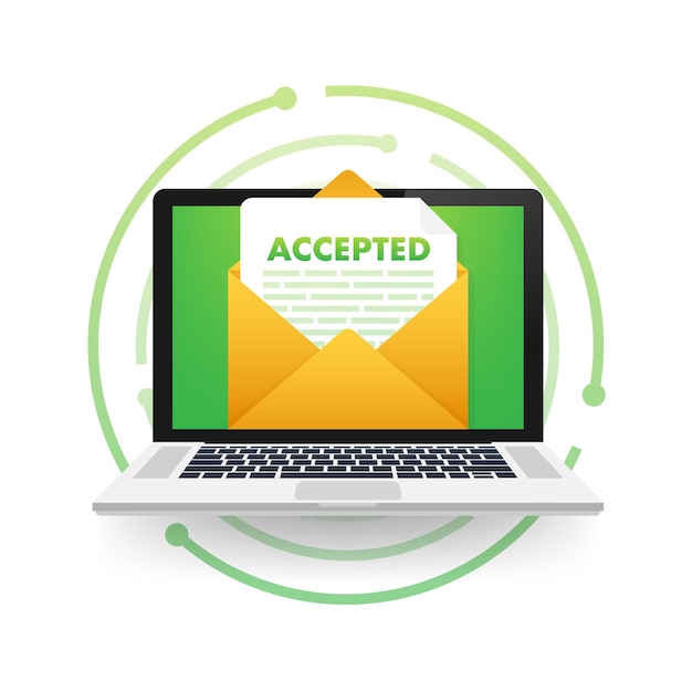 Accepted email College accept Recruitment job success Vector stock illustration