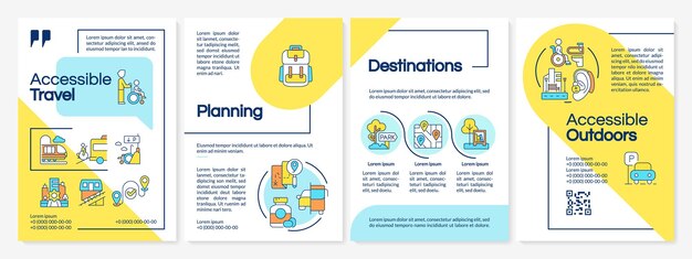 Accessible travel blue and yellow brochure template