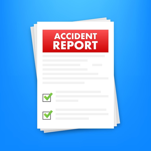 Accident report form Clipboard in hand Vector stock illustration