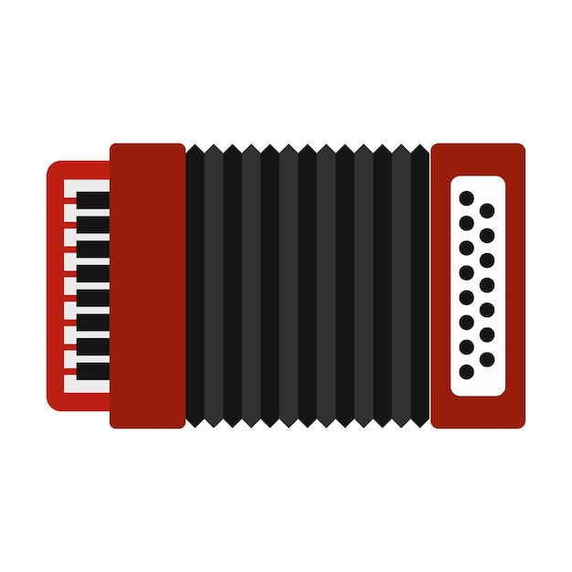 Accordion icon in flat style isolated on white background Musical instrument symbol