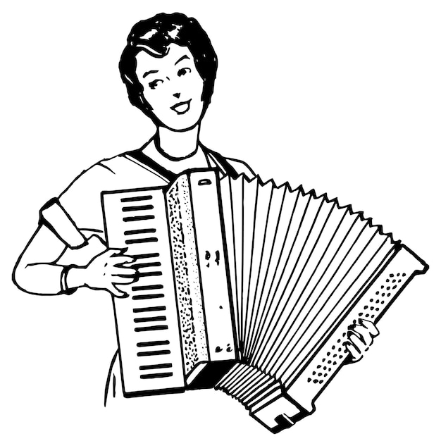 accordion woman on plays illustration art vector