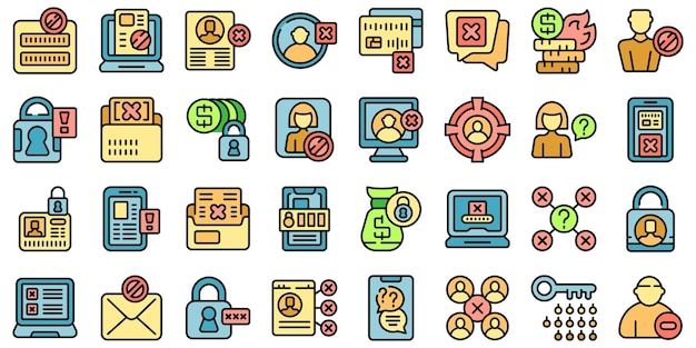 Account blocking icons set vector flat