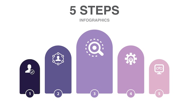 Account client analyze optimize monitoring icons Infographic design layout template Creative presentation concept with 5 steps