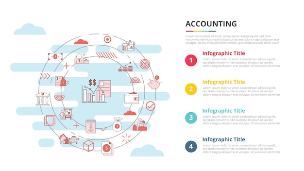 Accounting concept for infographic template banner with four point list information