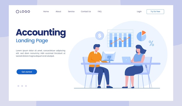 Accounting financial budget economy invoice earning calculation flat illustration landing page