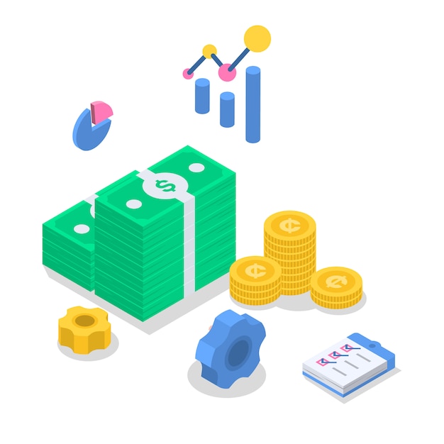 Accounting isometric color  illustration.