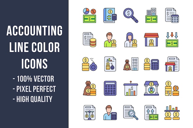 Accounting Line Color Icons