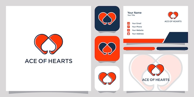 Ace hearts logo icon symbol template logo and business card