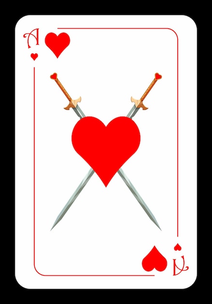 Ace of hearts Strict simple design of playing cards in cartoon style