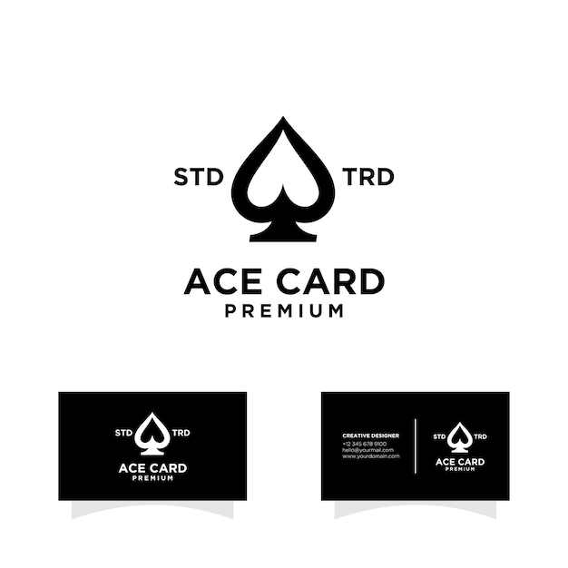 Vector ace spade card black poker game vector logo design