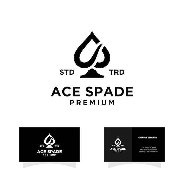 Ace spade Card Black poker game vector logo design