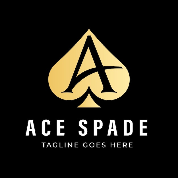 Vector ace spade scoop monogram logo design with letter a