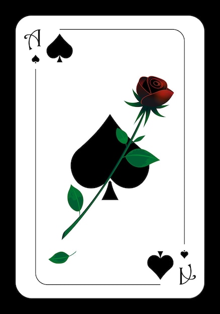 Ace of Spades Original playing card design with black rose image