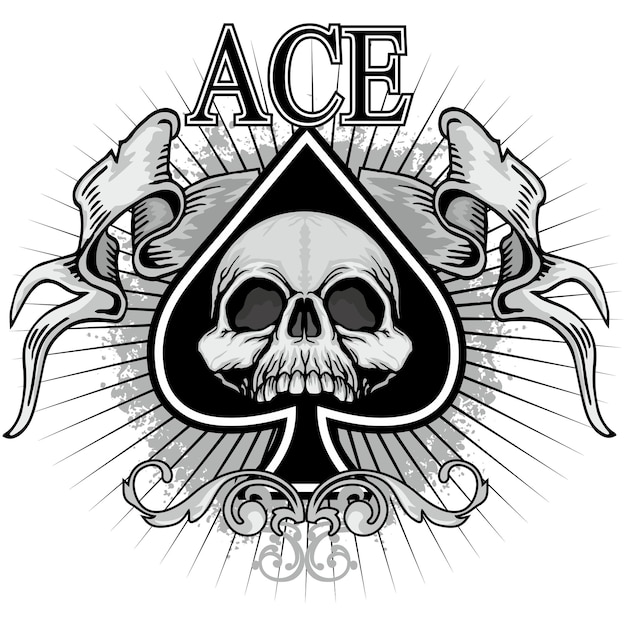 Vector ace of spades with skull grunge vintage design t shirts