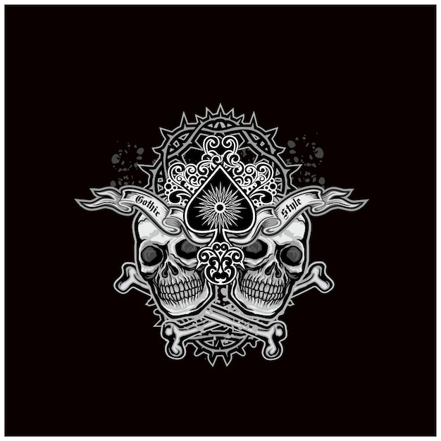 ace of spades with skull grunge vintage design t shirts