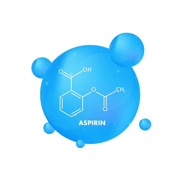 Acetylsalicylic aspirin concept chemical formula icon label text font vector illustration