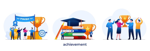 Achievement concept education graduation graduate progress degree student flat illustration vector