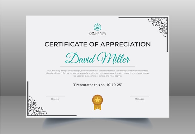 Achievement Modern Elegant Certificate Design Template