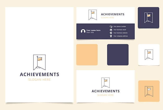 Achievements logo design with editable slogan Business card and branding book template