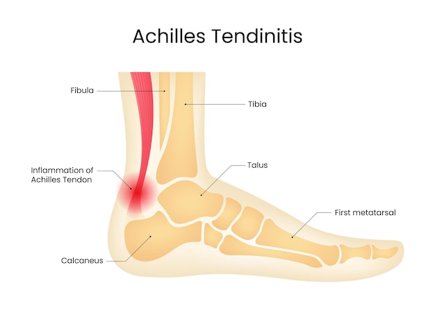 Vector achilles tendinitis symptoms diagram