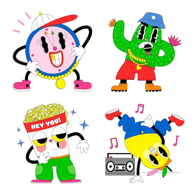 Acid hip hop sticker set