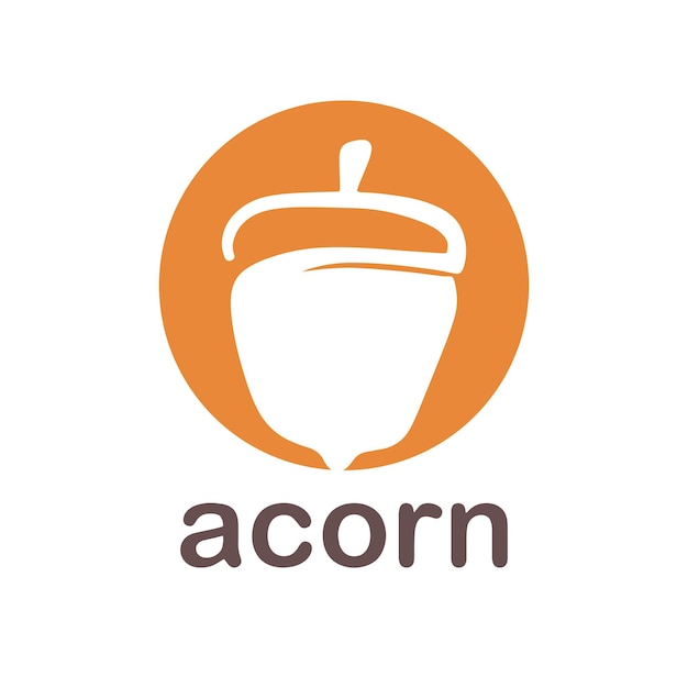 Acorn logo template design with leaves with editable vector illustration